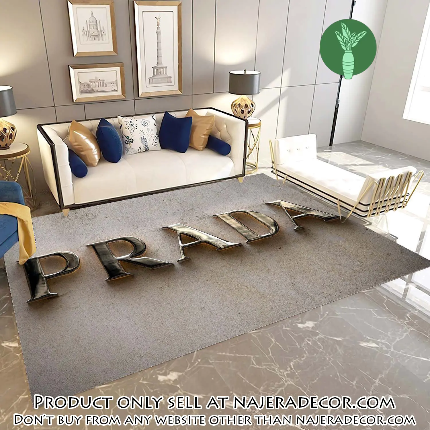 Prada logo luxury brand premium area rug carpet home decor njr2745926